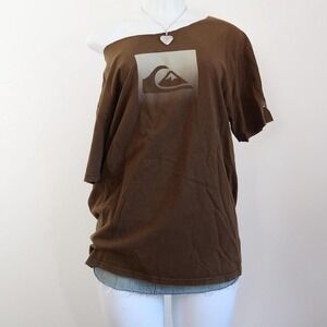 brown quiksilver oversized graphic‎ tee skatecore